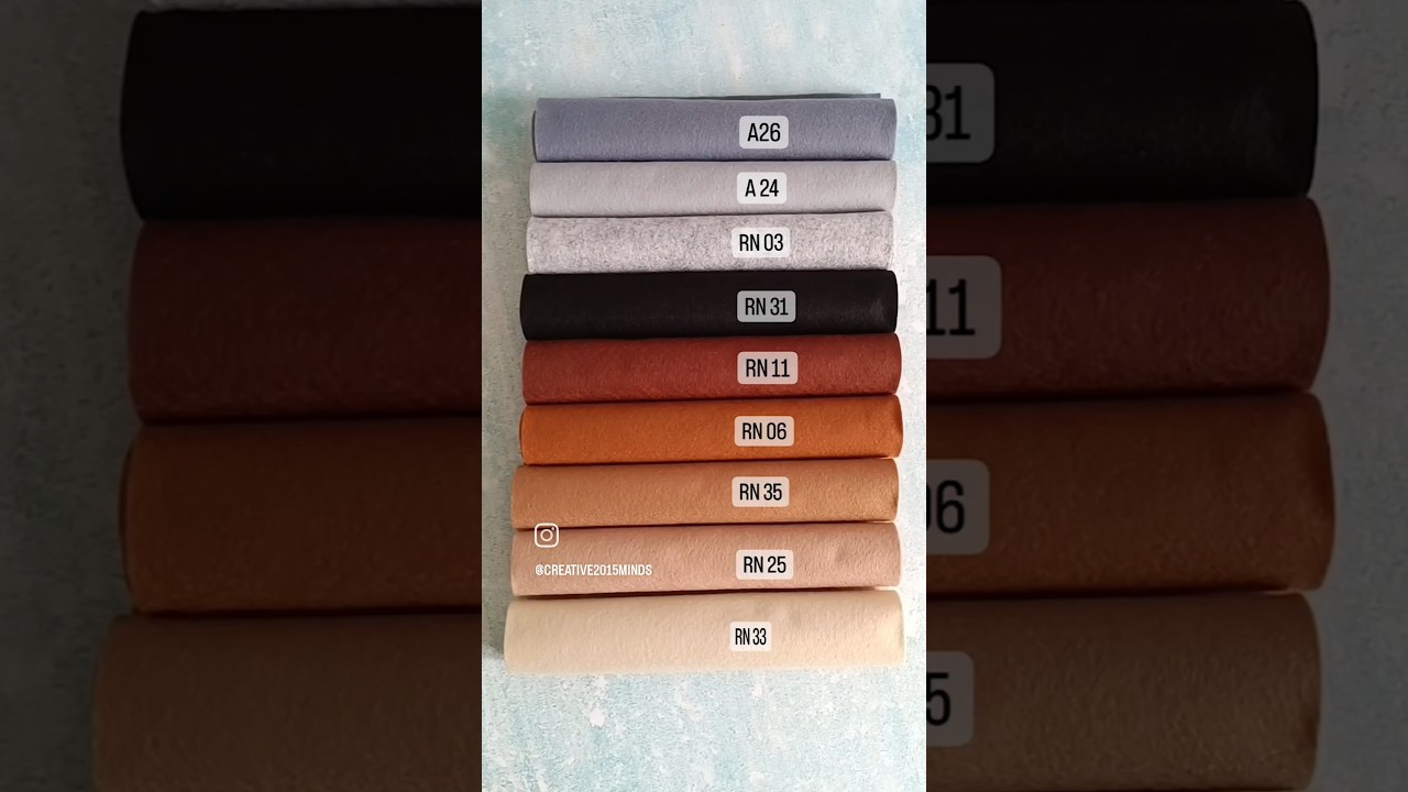 Premium felt sheets in A4 size &yards available!Perfect for all crafts.Order now @creative2015minds!