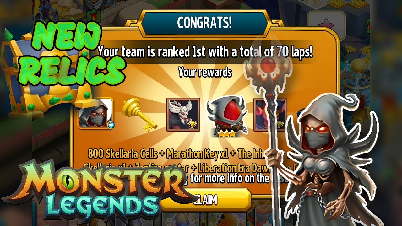 Skellaria Race Results + Super Premium Relic Chest Opening (Monster Legends)