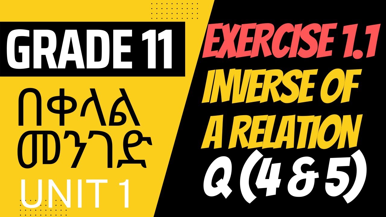 Exercise 1.1 | Part 2 (LAST Part) | Inverse of a Relation | Domain and Range  | Grade 11 | Unit 1