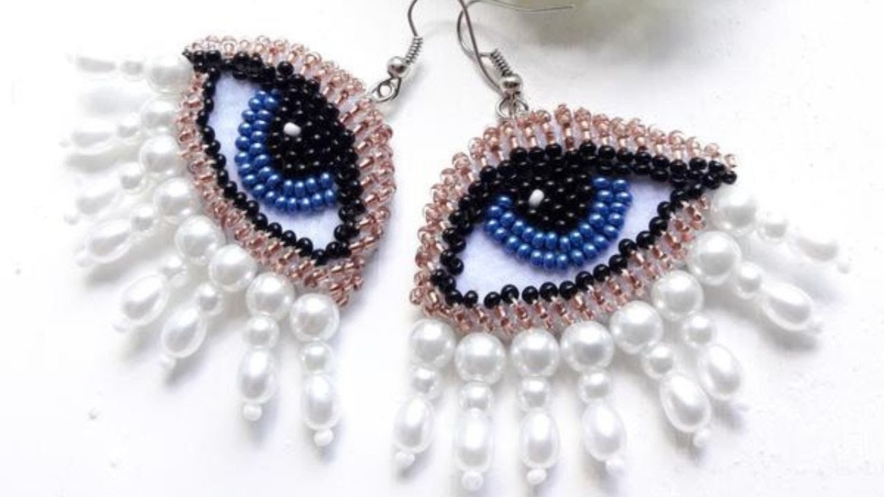 How to make evil eye beaded earrings. Jewelry Tutorial. DIY earrings