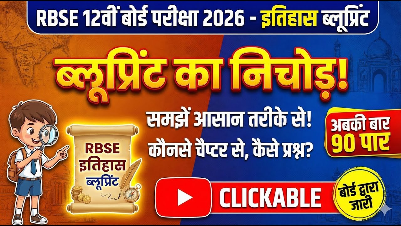 RBSE 12th History Blueprint 2026 | इतिहास का पेपर ऐसा आएगा 🔥 | Board Exam Pattern 2026