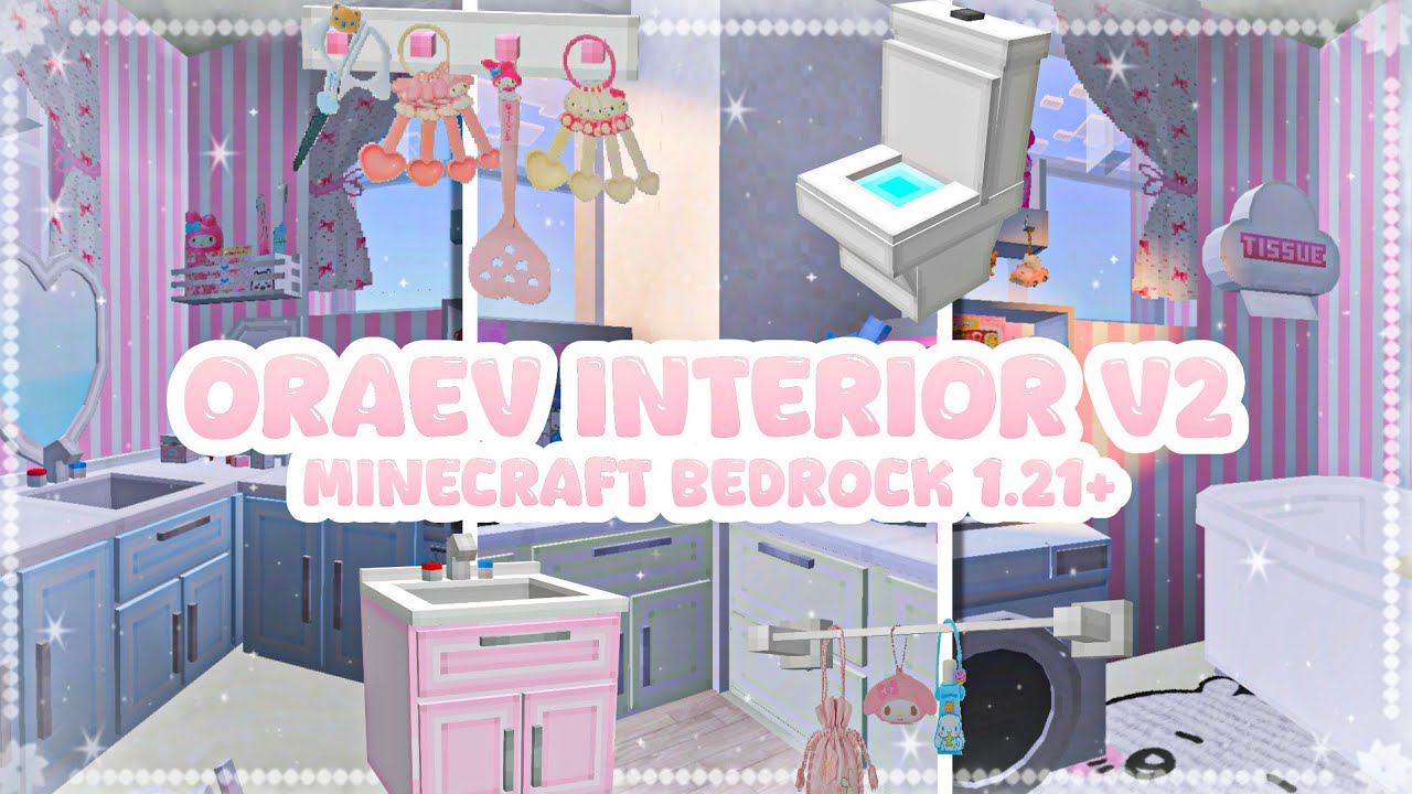 NEW CUTE ADDON ORAEV INTERIOR V2 MCPE/MINECRAFT BEDROCK 1.21+ | BATHROOM FURNITURE 🚿✨