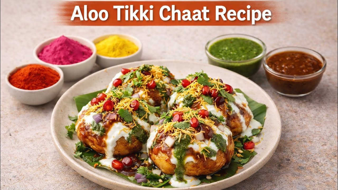 Crispy Aloo Tikki Chaat Recipe | Easy Street Style Aloo Tikki Chaat at Home | आलू टिक्की चाट रेसिपी 