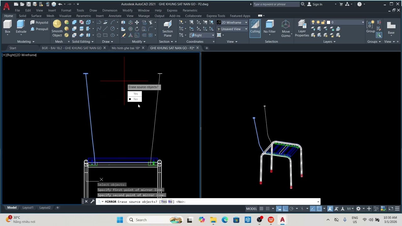 Học AutoCAD 3D Nội Thất | Bài 18.2- Hướng Dẫn Vẽ Ghế Sắt Nan Gỗ Trong AutoCAD 3D Từng Bước