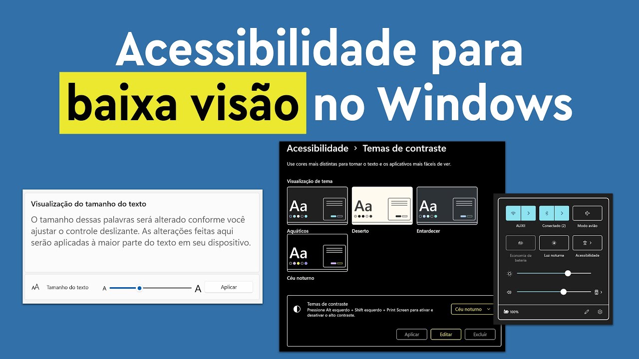 Acessibilidade para baixa visão no Windows | Aula 064 #acessibilidade