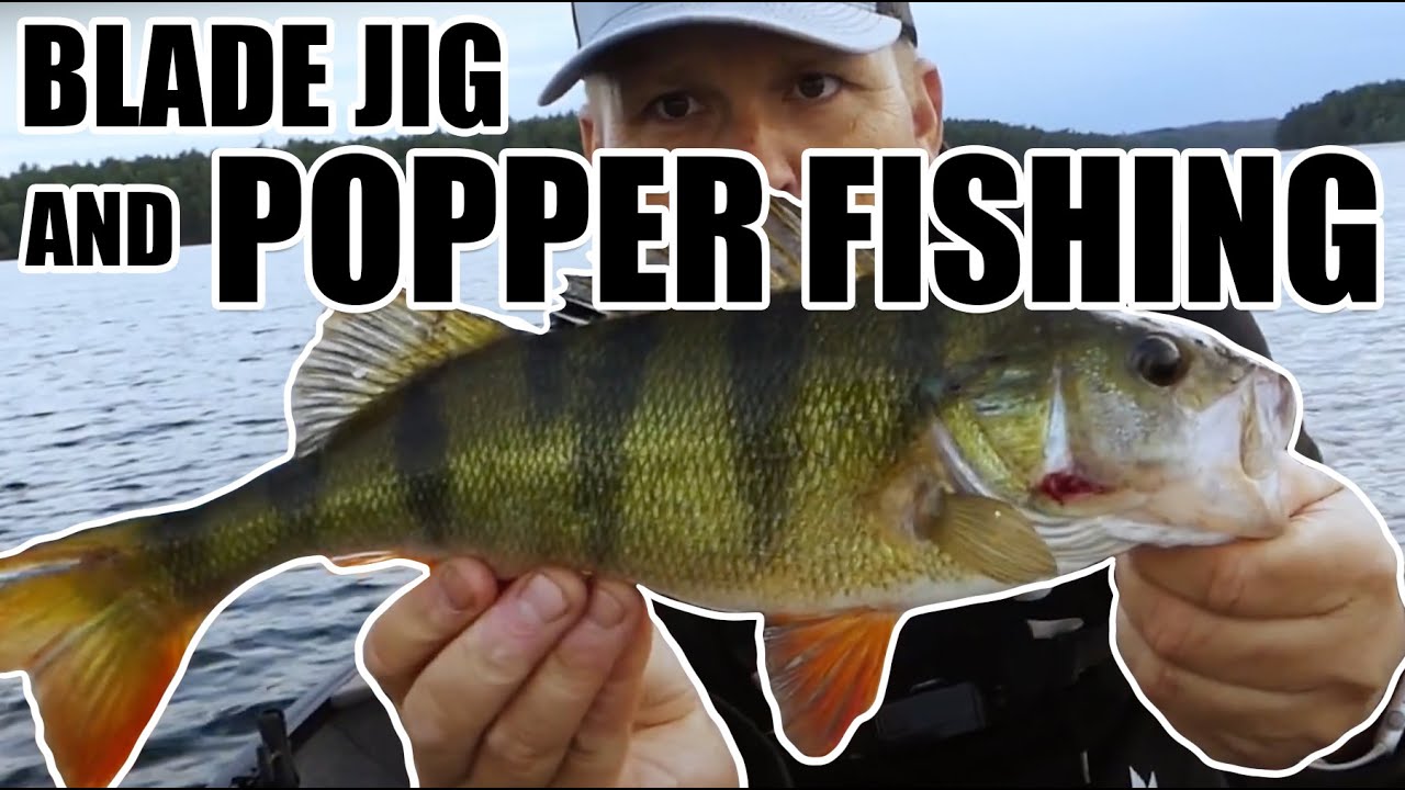 BLADE JIG AND POPPER FISHING IN SÖRMLÄNDSK LAKE- (ENG SUB)