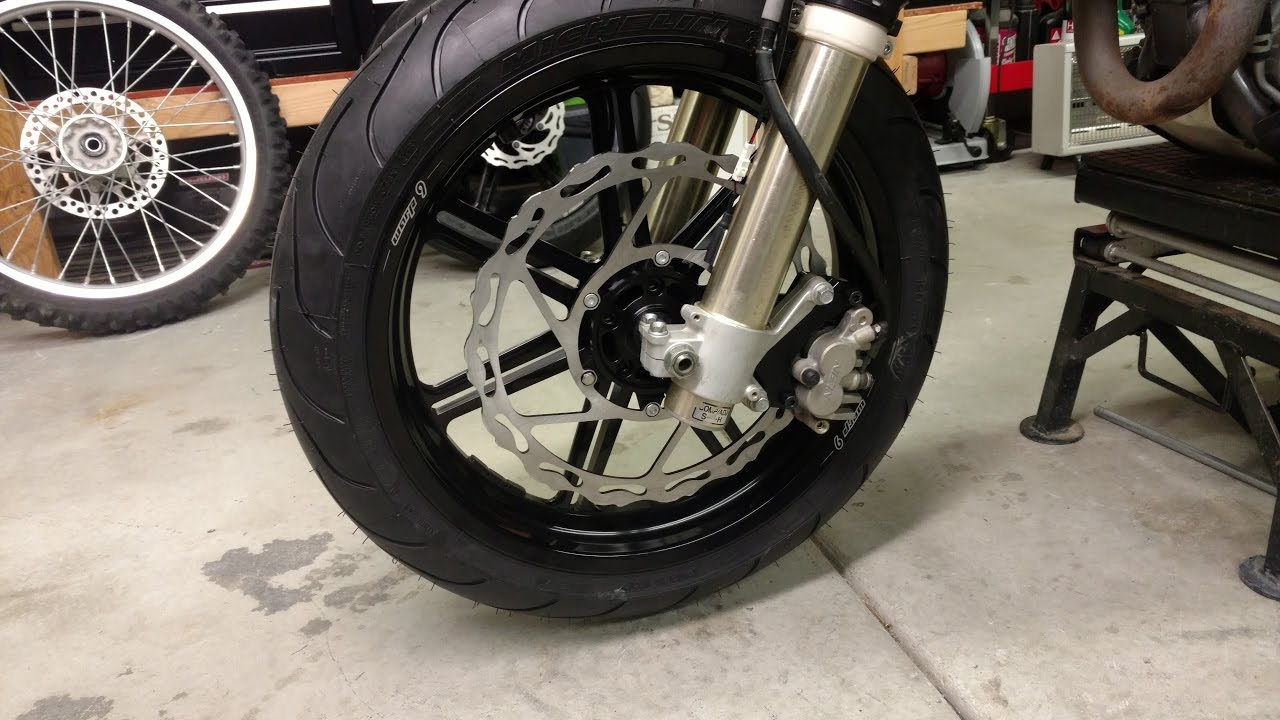 Install front Supermoto wheel.