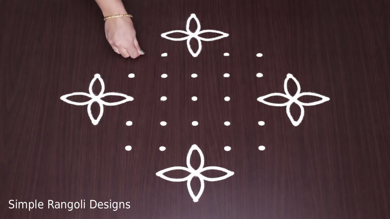 Unique Flower Rangoli 🌸 9 to 1 Dots Chukkala Muggulu Kolam | Simple Rangoli Designs