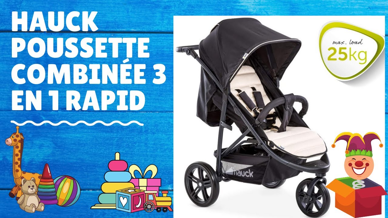 🦐Hauck Poussette Combinée 3 en 1 Rapid 3 Plus Trio Set Siège avec Position Couchée dès la Naissance