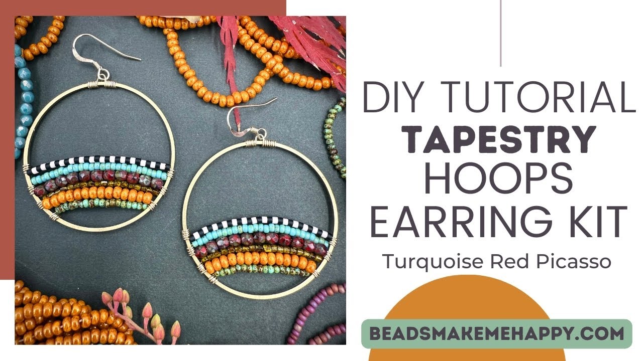 DIY Jewelry Making Tutorial - Wire Wrapped Tapestry Hoops by BeadsMakeMeHappy.Com #beads #tutorial