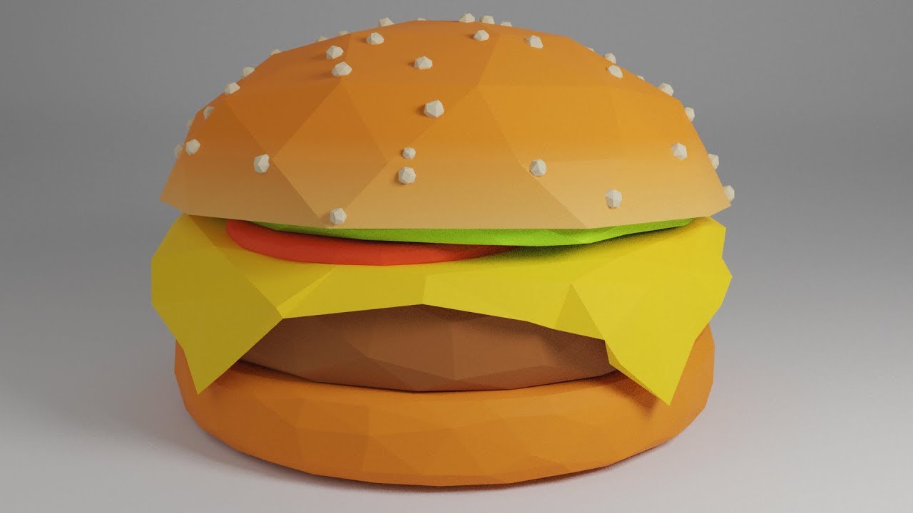 Create a lowpoly hamburger in blender