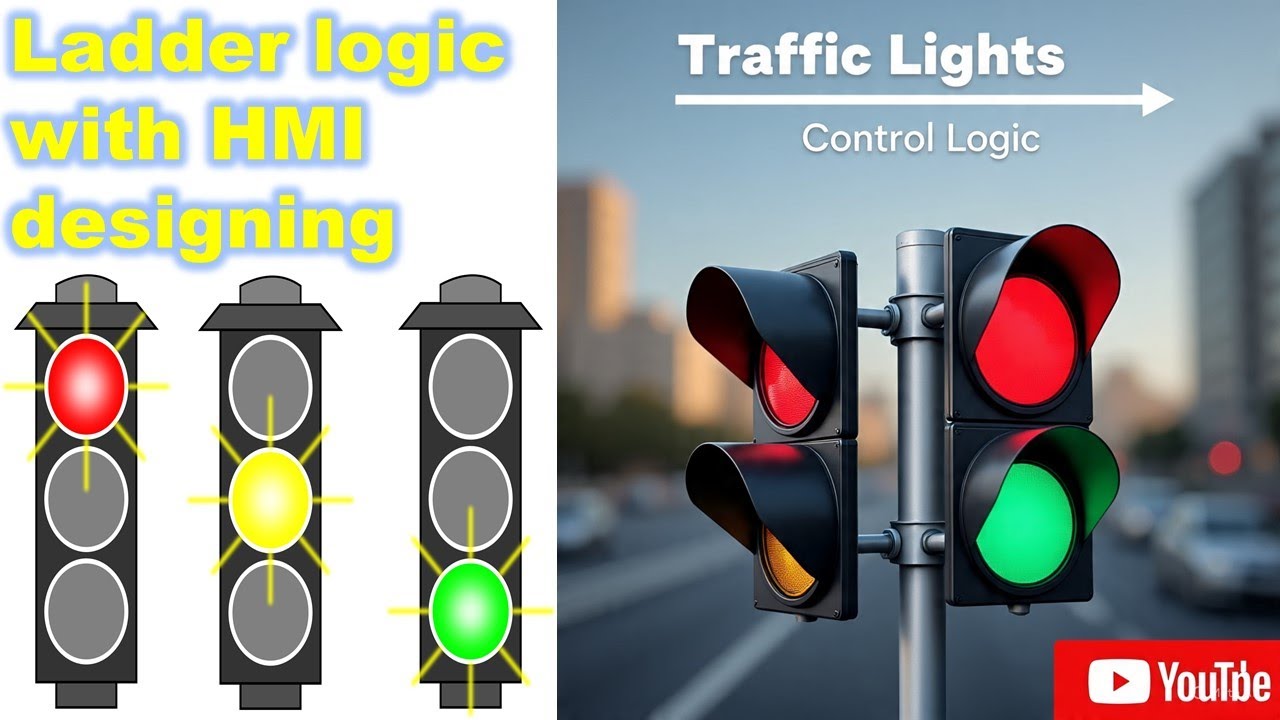 Traffic Light Ladder Logic PLC Program full Video || traffic light ladder logic plc program