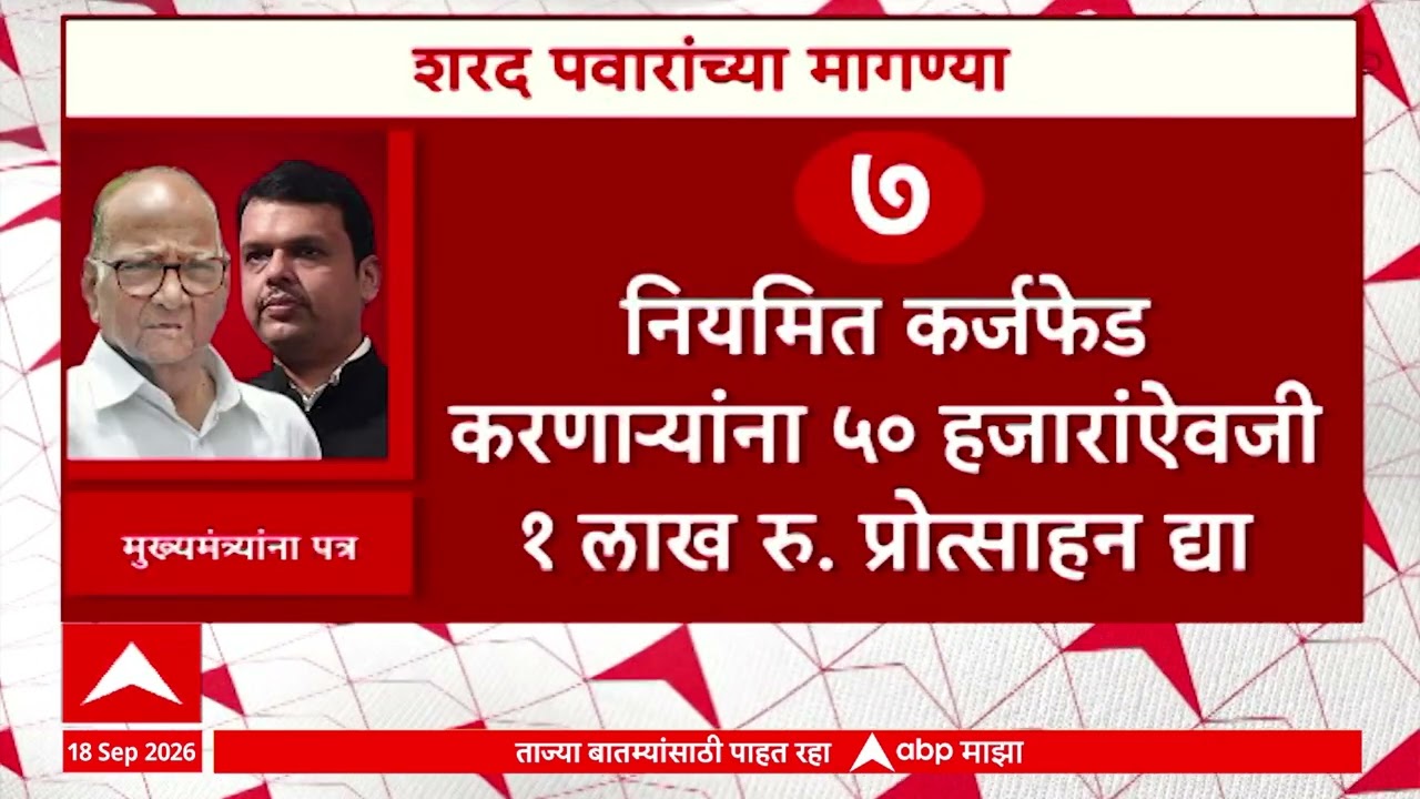 Sharad Pawar to Fadnavis: महाराष्ट्रात तत्काळ दुष्काळ जाहीर करा; पवारांचे मुख्यमंत्र्यांना पत्र