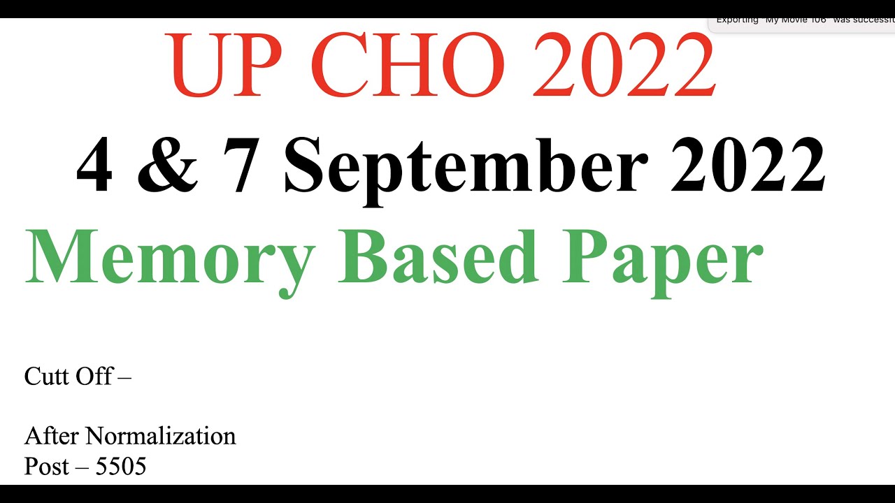UP CHO 2022 -2023 | 7 September Answer Key Memory Based 2022 | UP CHO 4 & & September 2022 Answerkey