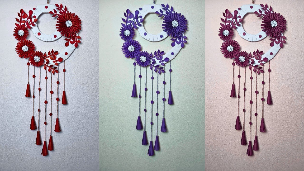 Turn color paper into a beautiful wall hanging|কাগজের তৈরি সুন্দর ওয়াল হ্যাঙ্গিং 