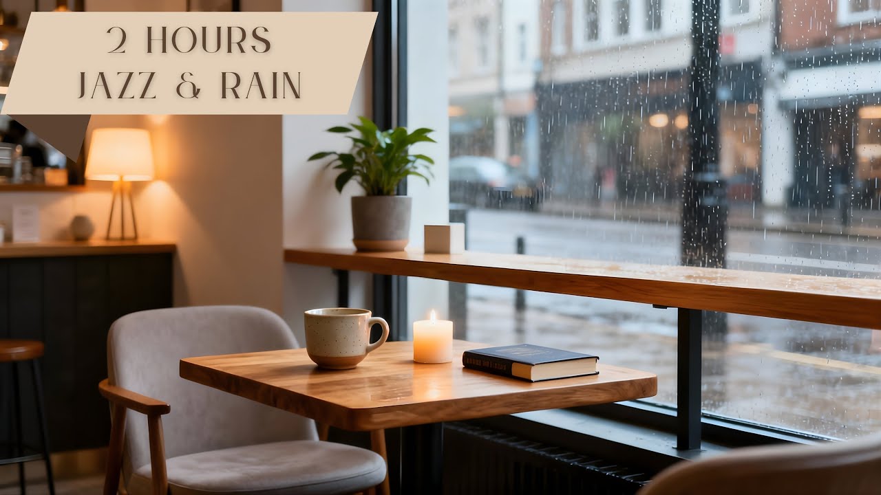 Escape the City Rain 🌃 Smooth Jazz & Soft Rain at a Modern Cafe | Stay Warm and Relaxed