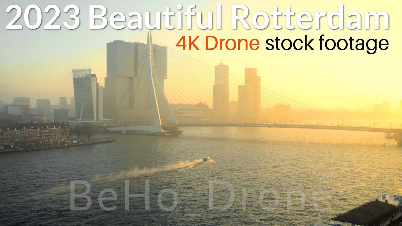 2023 Beautiful Rotterdam 4K Drone Stock Footage - Bent Hoevenaars