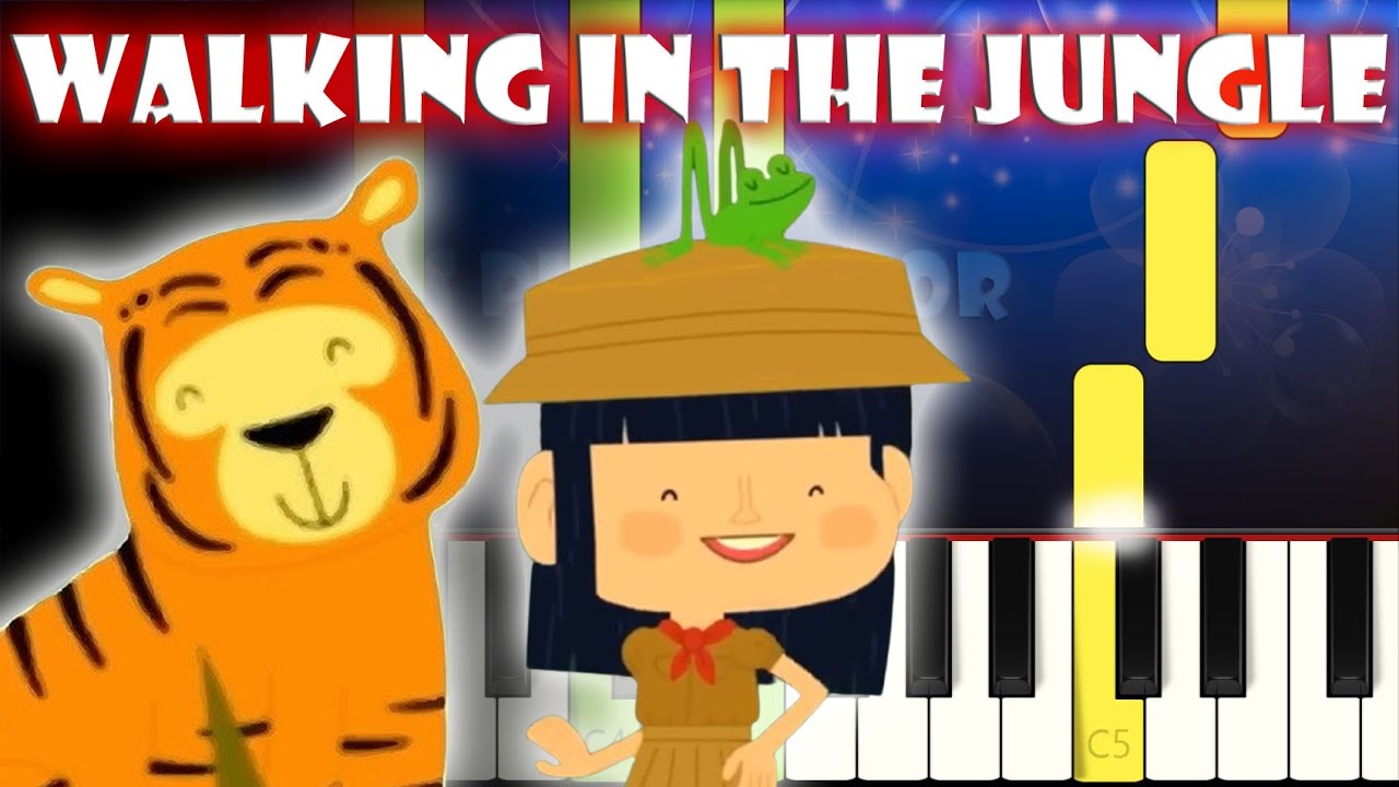 Walking in the Jungle - Super Simple Songs | Piano Tutorial | Karaoke