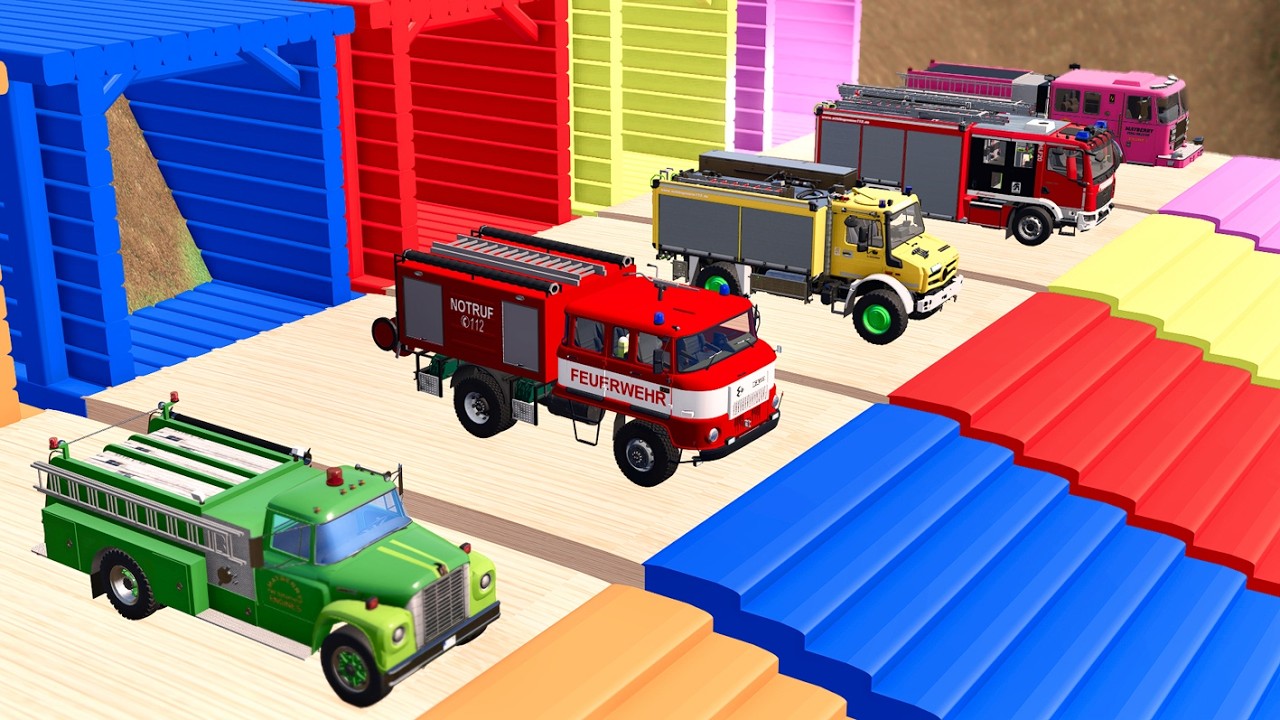 Garage with Colors - ALL MIXER TRUCK WITH DOUBLE FLATBED TRAILER TRUCK, VOLVO, INTERNATIONAL, TATRA