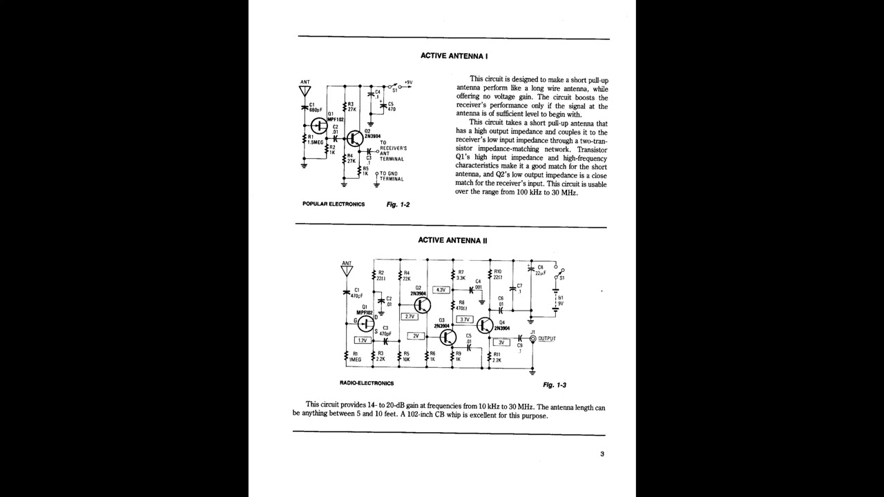 ACTIVE ANTENNA I                 ACTIVE ANTENNA  II        CIRCUITS 2 AND 3