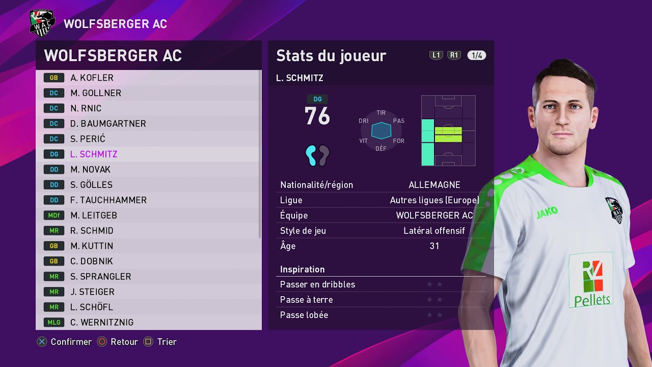 [PES 2020] WOLFSBERGER AC created players stats