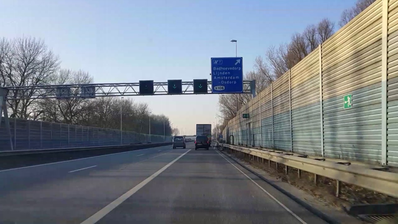 Wegvideo Badhoevedorp: A9 Knooppunt Badhoevedorp ----》Afrit Badhoevedorp.