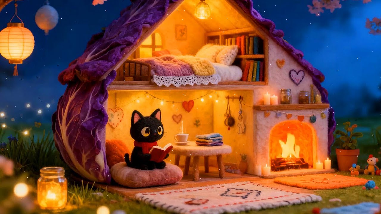 Lofi Cat's Cabbage House 🌙 Cozy Lofi Music Night ✨ Soft Lofi to Relax & Focus