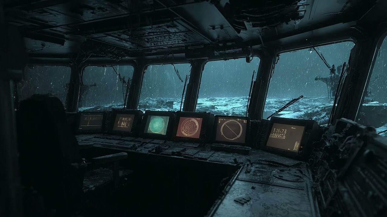 Futuristic Spaceship Cockpit 🌌 Sci-Fi Cinematic Ambience with Rain and Thunderstorm Sounds for Sleep