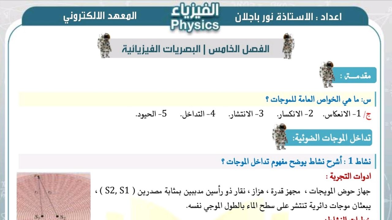 فيزياء فصل الخامس/محاضرة1/سادس علمي نور باجلان 