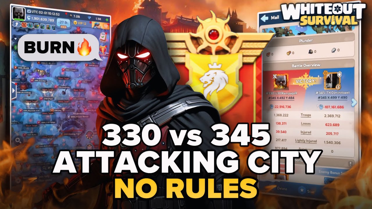 Whiteout survival ATTACKING CITY 🔥(NO RULES) 330 vs 345 SVS BATTLE PART 1 RampageR #whiteoutsurvival