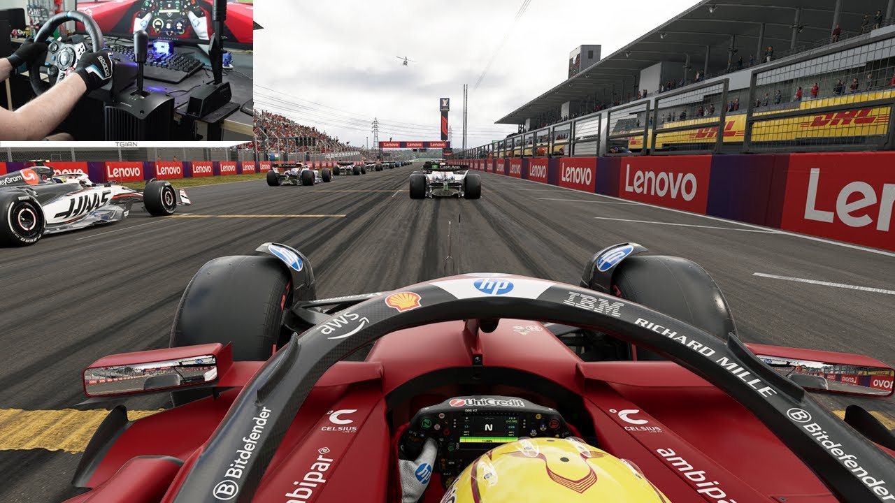 F1 25 Gameplay | Lewis Hamilton's Ferrari | Suzuka GP 25% Race | Steering Wheel Gameplay