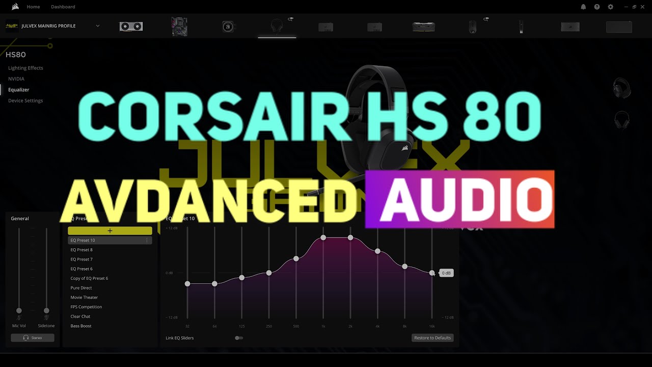 Corsair HS80 Wireless Gaming Headset - Advanced Audio Settings