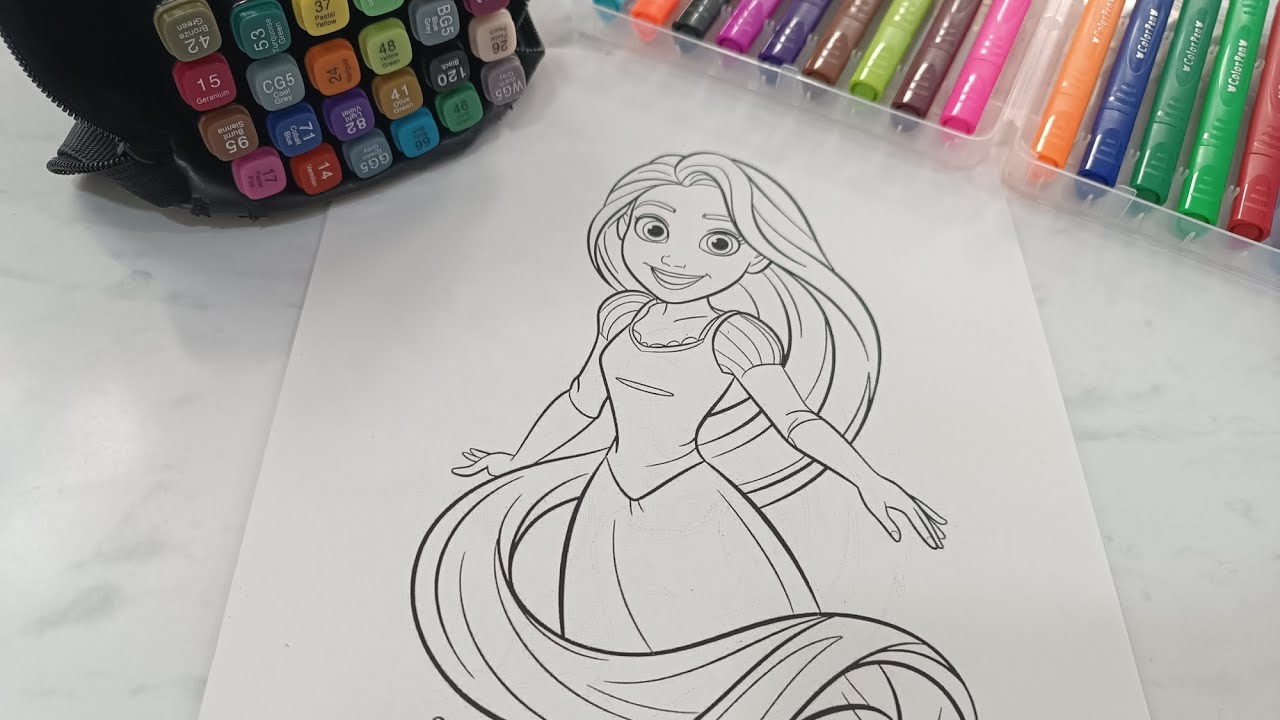 Relaxing Coloring Rapunzel | Satisfying Art 🎨#coloring #rapunzel #relaxingart