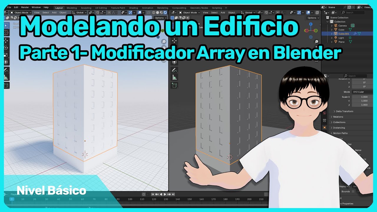 Modelado de EDIFICIO en Blender con Array | Tutorial Arquitectura PRINCIPIANTES (Parte 1)