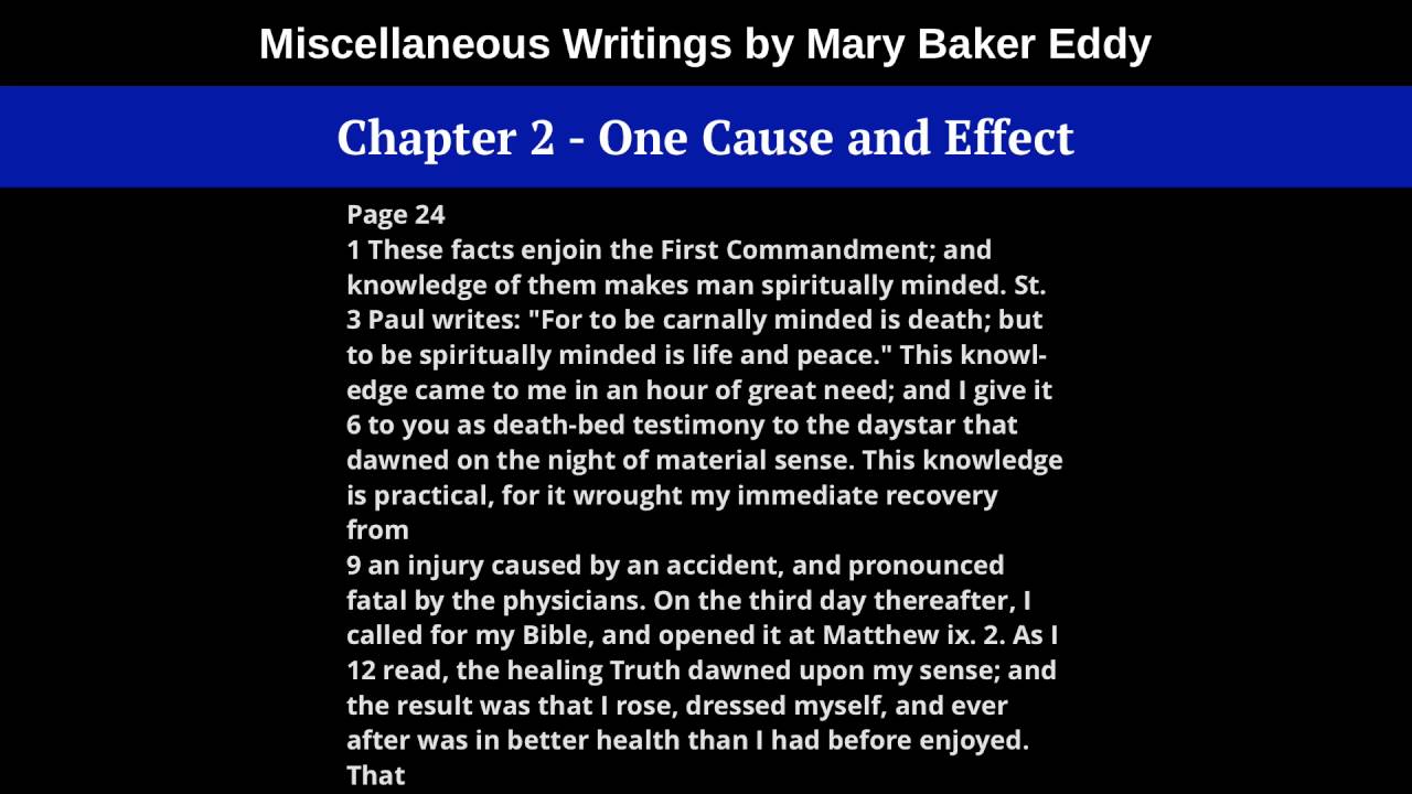 Chapter 2 - One Cause and Effect, from Miscellaneous Writings, by Mary Baker Eddy