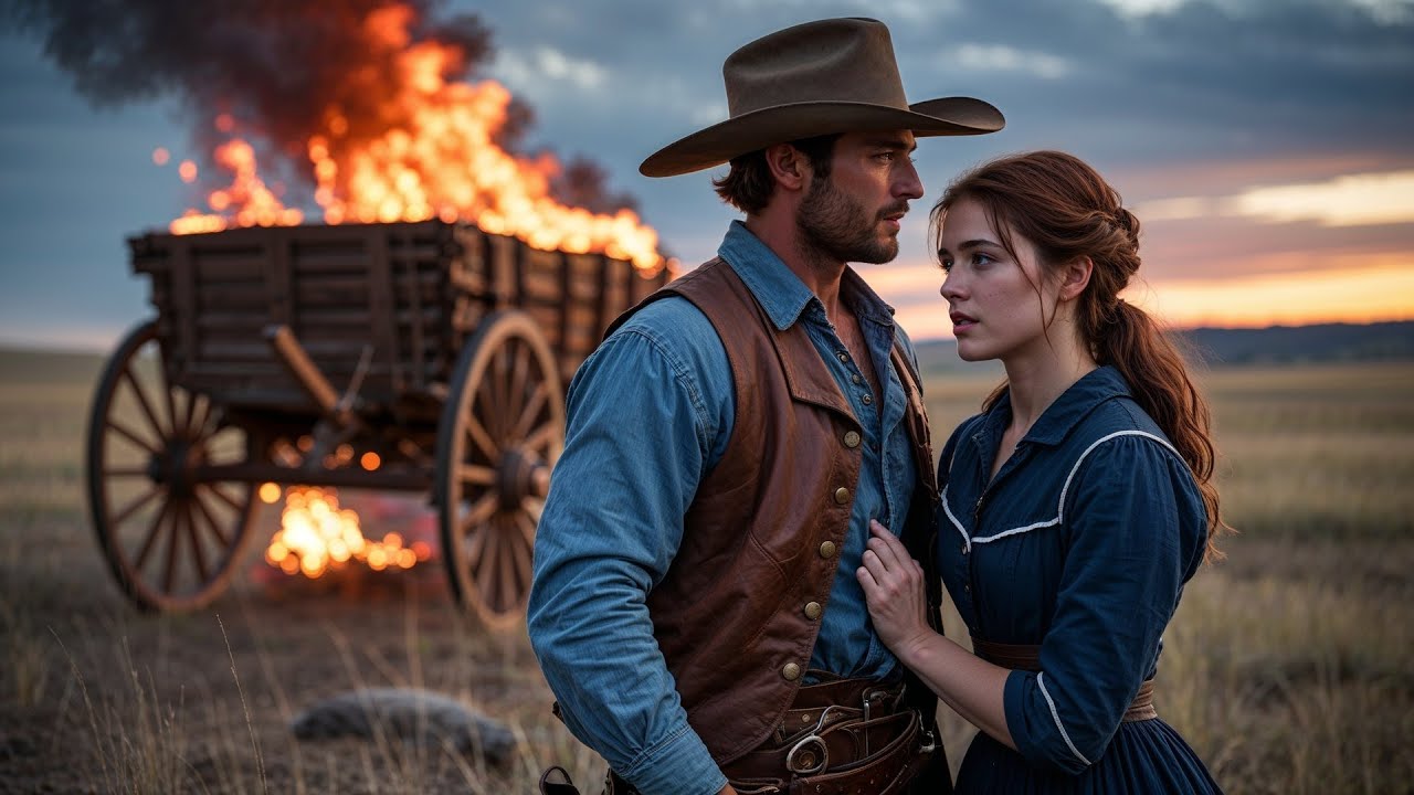 Her Wagon Caught Fire On The Prairie, The Cowboy Saved Her And Said 