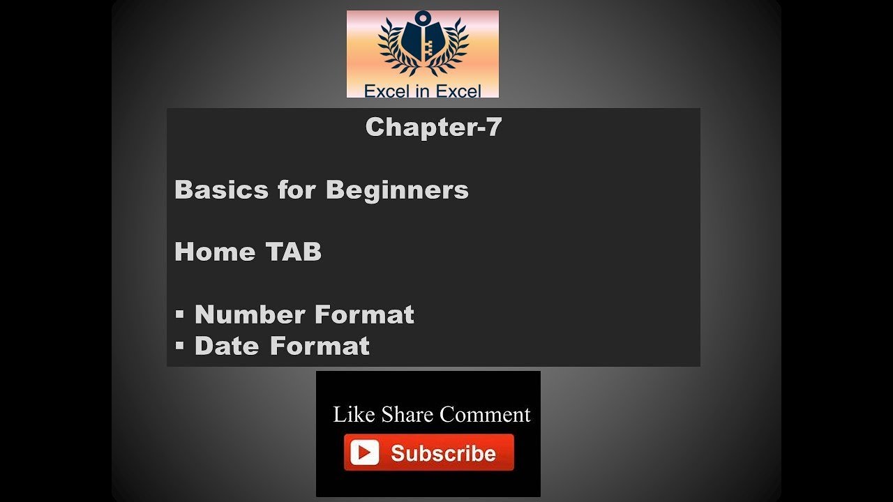 Excel Tutorial- Number and Date Format