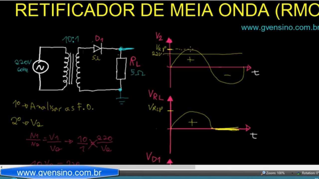Aula 29 - Retificador de Meia Onda: Exemplo calculando tudo