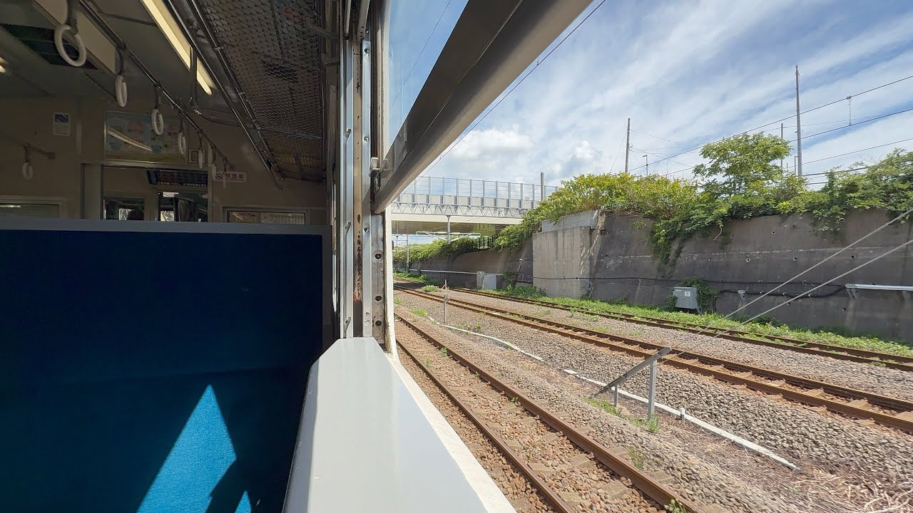 【4K60p】【爆音モータ音】キハ40 普通函館行 道南いさりび鉄道木古内駅発車後の窓開け車窓•車内放送•走行音　2025-08-21