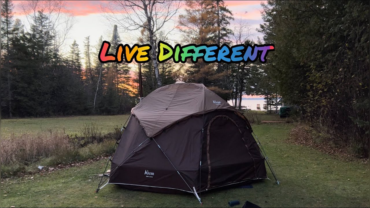 Hot Tent life in Northern Michigan! Luxe Hercules tent Winnerwell Nomad view stove Wildland coffee