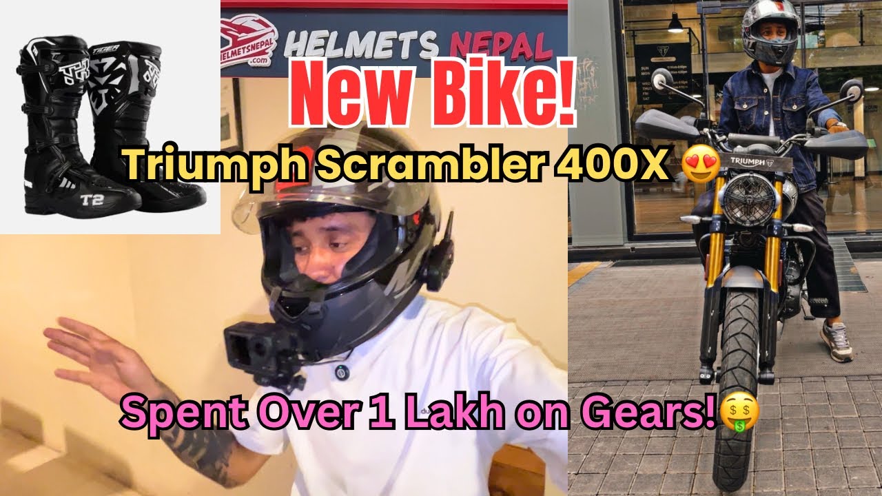 Finally Bought Triumph Scrambler 400X in Nepal 🇳🇵 | Rs. 1 Lakh+ Gear Shopping at HelmetNepal 🛍️🔥