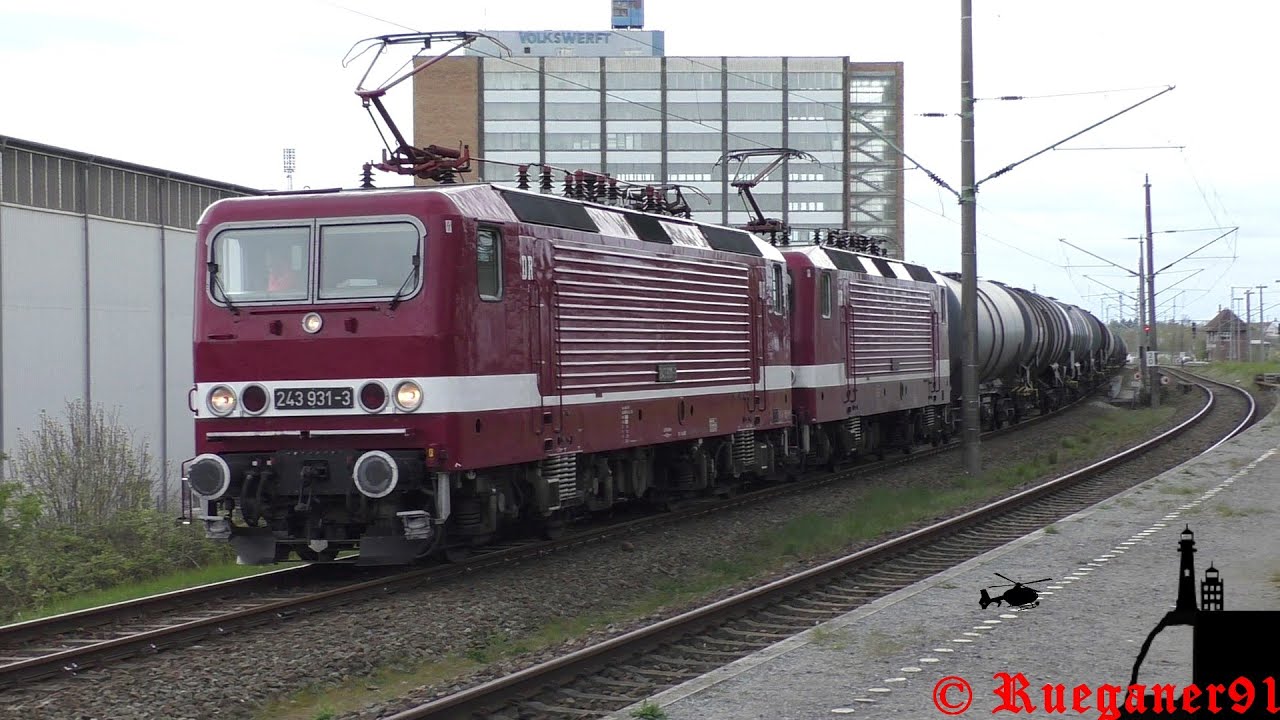 [HD] BR 243 Doppeltraktion mit Kesselzug in Stralsund [Umleiterverkehr]