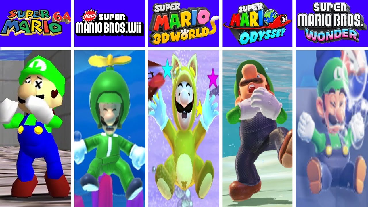Evolution of Luigi in Water, Drowning Dying Game Over in Super Mario Games And Mod games (1985-2025)