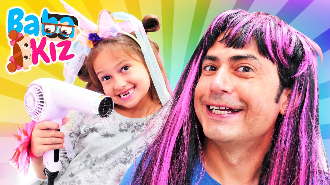 Kızlar için eğlenceli video. Güzellik yapma oyunu. Selin ve Baba kuaför!!!
