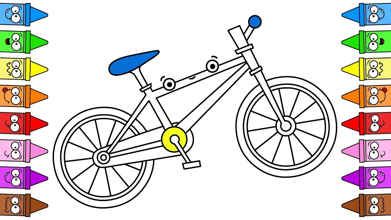 Drawing Bicycle | Bike Coloring Page | Bicycle Color | Bicycle Drawing Step by Step