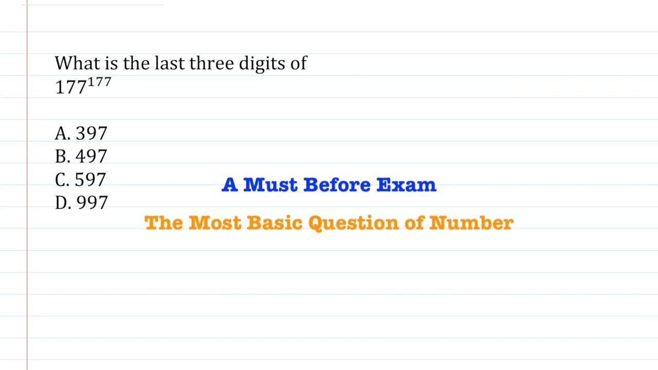 Last Three Digits : A Must Do Before Exam