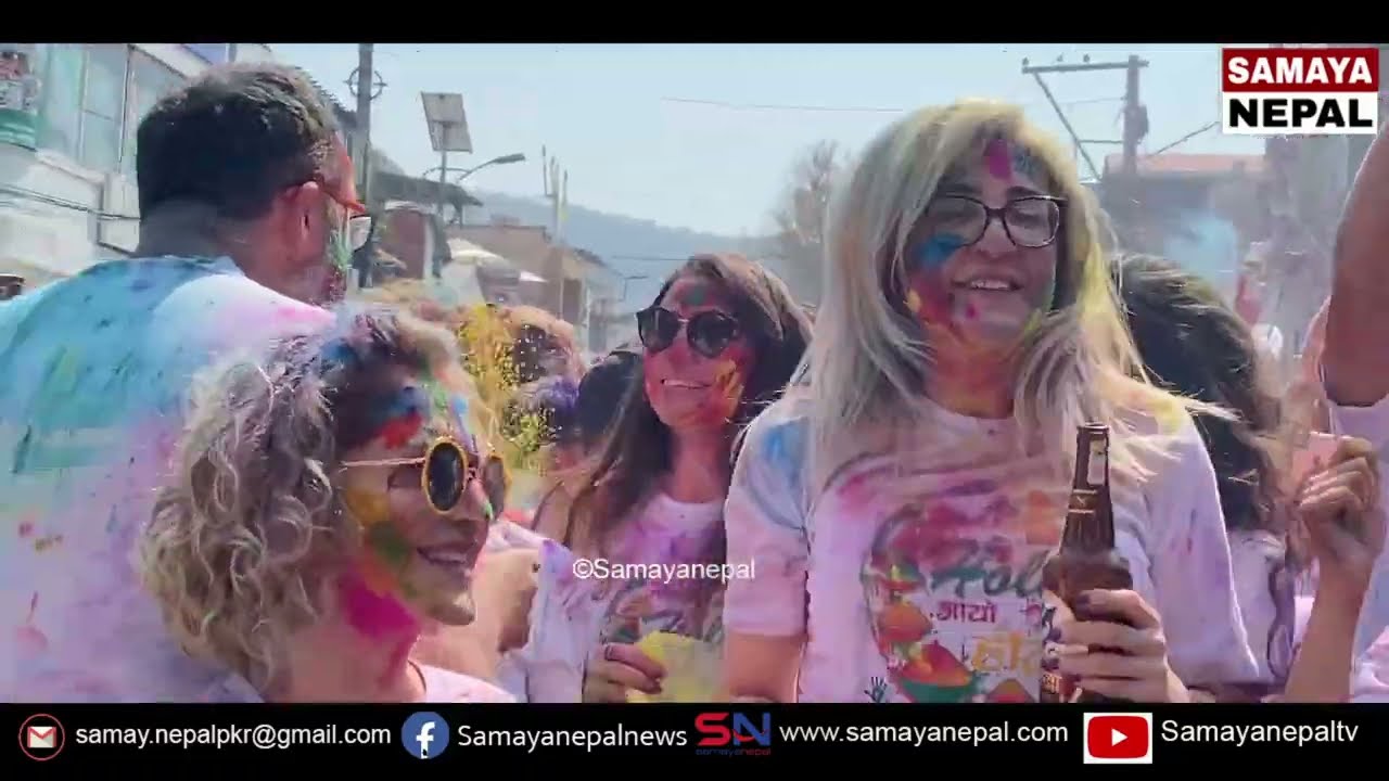 Amazing view of Holi Festival In Lakeside | Pokhara | Pokhara info | viral video nepal  ||