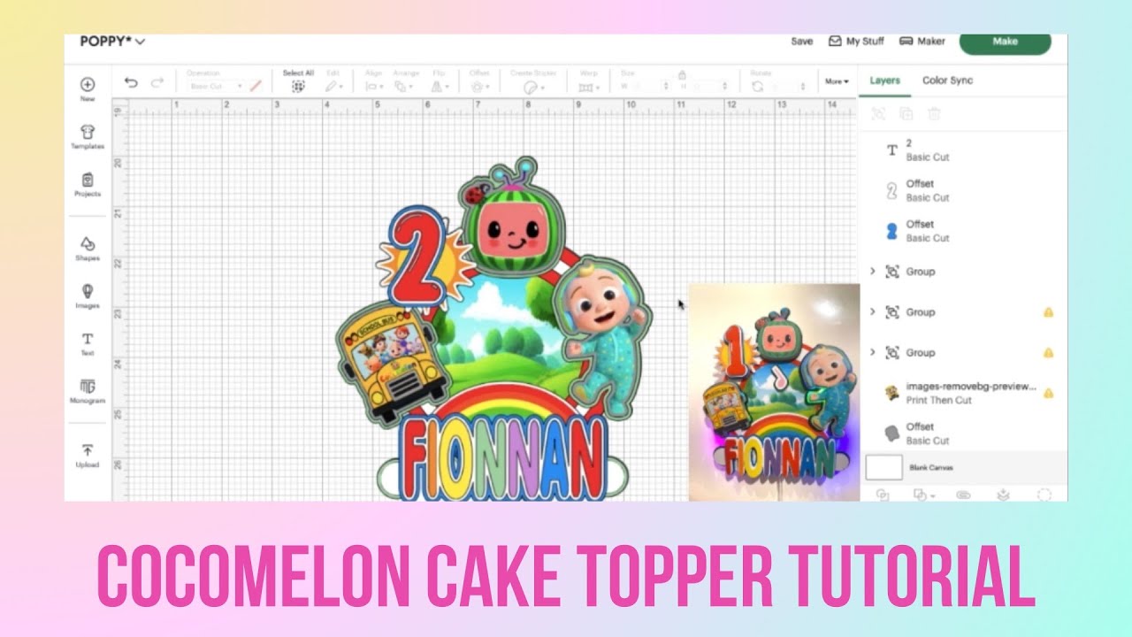 Cocomelon Cricut Cake Topper Tutorial, Birthday Cake Topper