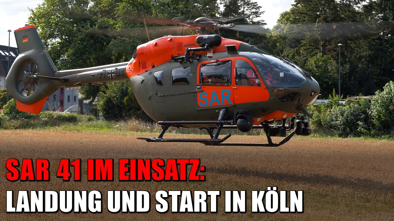 SAR 41 Search and Rescue Helicopter Landung und Start in Köln | 15.07.2024