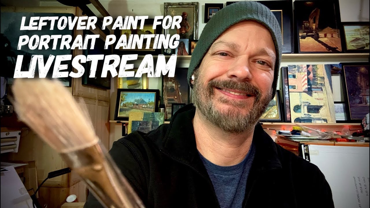 Livestream Painting in the Studio / Using Leftover Paint for a Portrait